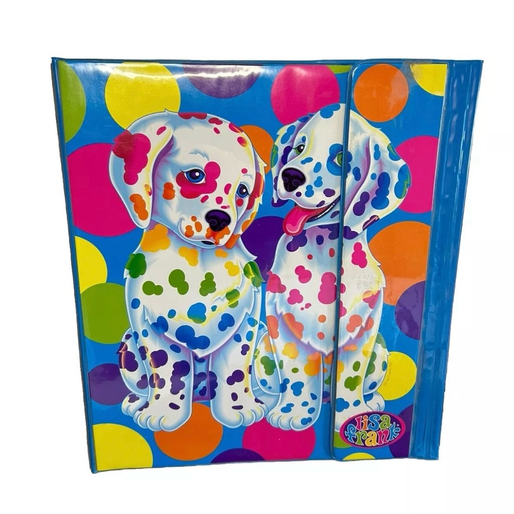 Vintage Lisa Frank Spotty & Dotty Rainbow Dalmatians Binder Trapper Keeper